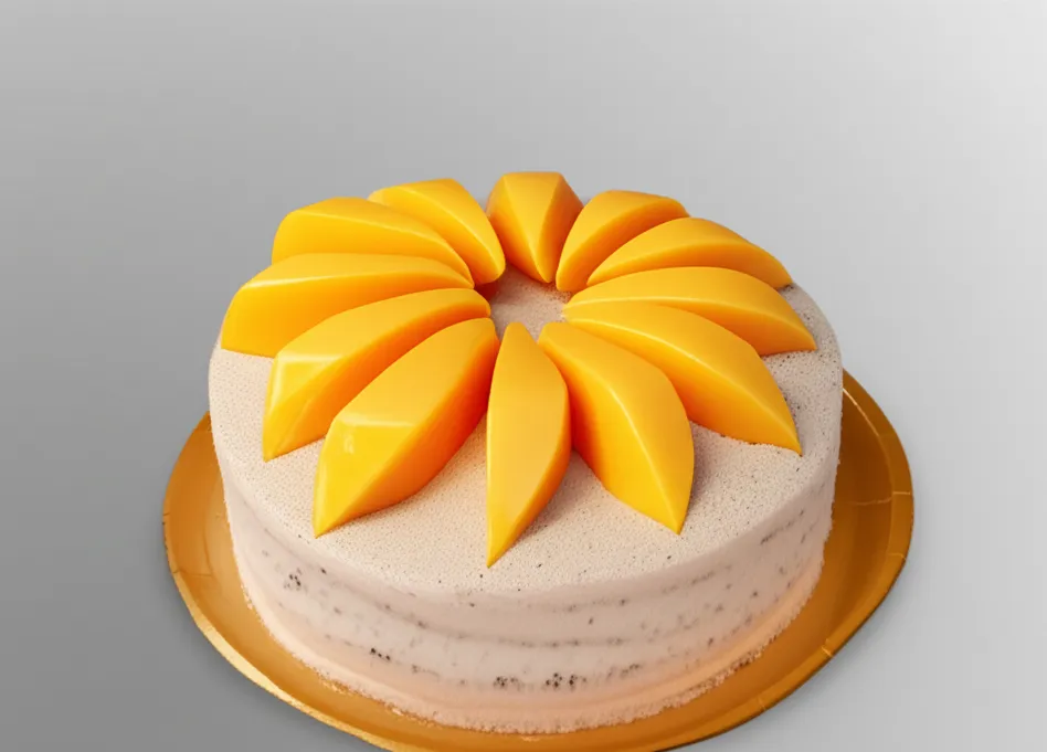 Torta de vainilla con relleno de dulce de leche, duraznos y crema